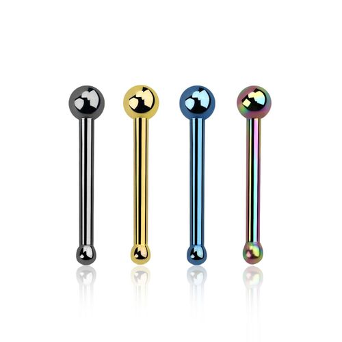 Eloxerad Näspin 0.8mm i kirurgiskt stål "Nose Bone" med 2mm bolltopp