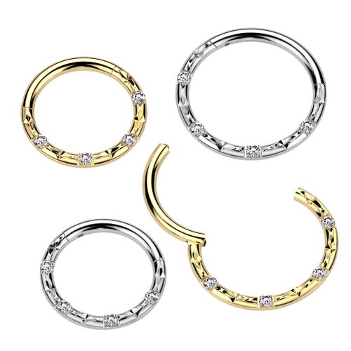 Segmentring 1.2mm i titanium med gångjärn - CZ och fasettslipning