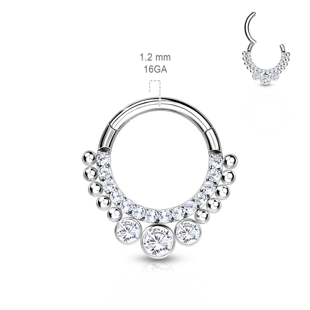 Segmentring i titanium med gångjärn 1.2mm med frontad CZ linje och 3 runda CZ
