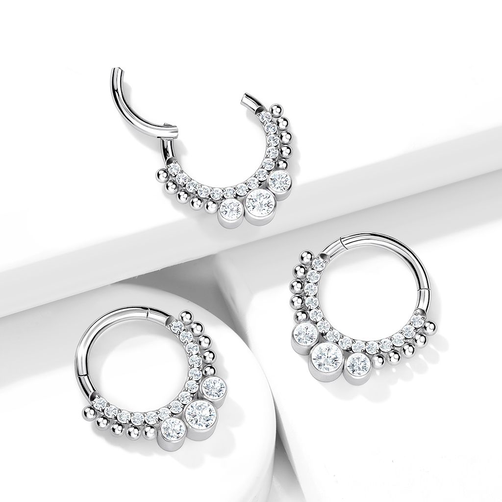 Segmentring i titanium med gångjärn 1.2mm med frontad CZ linje och 3 runda CZ