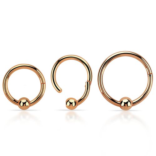 Segmentring 1.2mm i 316L kirurgiskt stål med gångjärn och 3mm kula roséguld