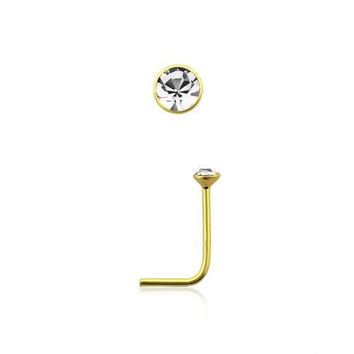 Näspin 0.6mm i guldpläterad 925-silver L-böjd med 1.5mm CZ