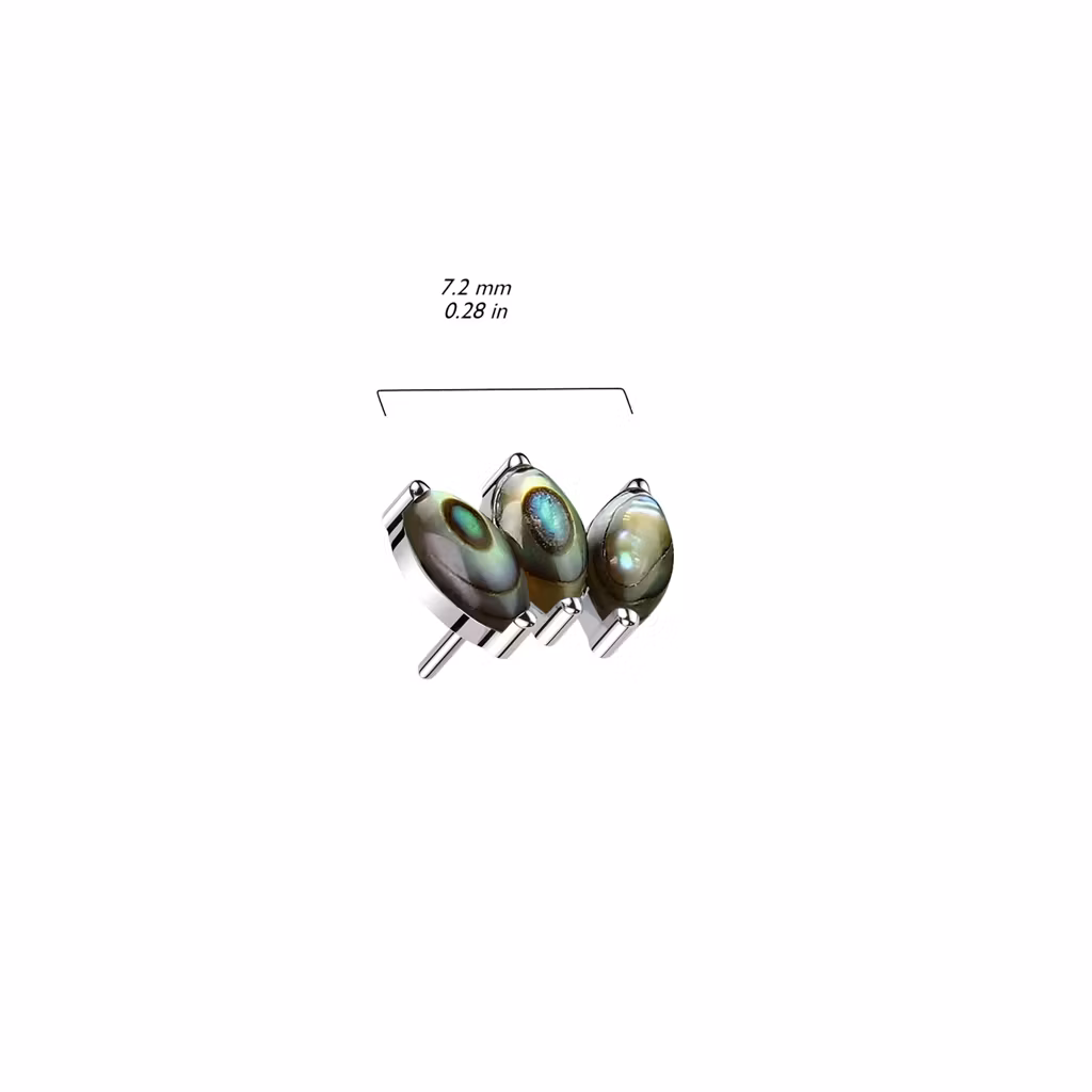 Threadless topp i titanium - trippel topp med naturliga stenar