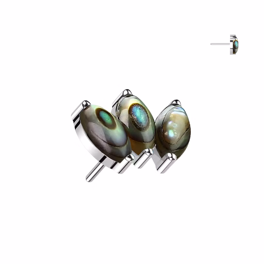Threadless topp i titanium - trippel topp med naturliga stenar