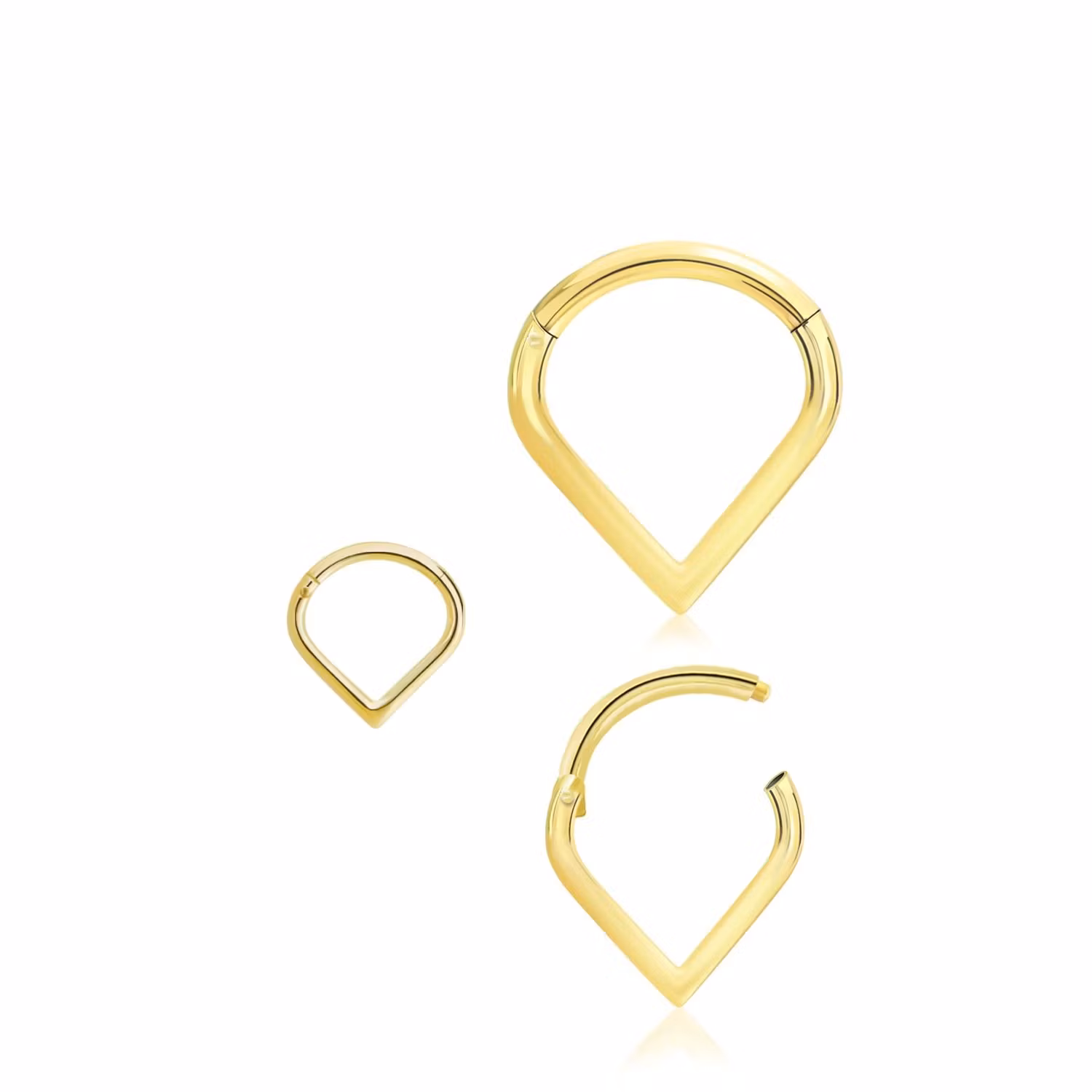 Päronformad clicker ring med gångjärn 1.2mm äkta 14 karat guld