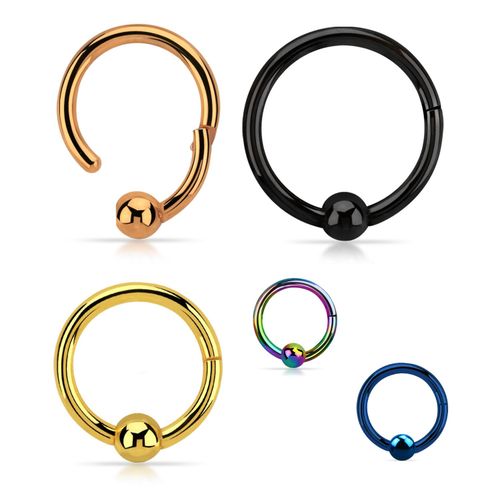 Segmentring 1.2mm PVD-pläterad 316L kirurgiskt stål med gångjärn och 3mm kula