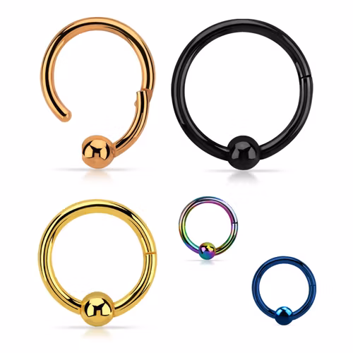 Segmentring 1.2mm PVD-pläterad 316L kirurgiskt stål med gångjärn och 3mm kula