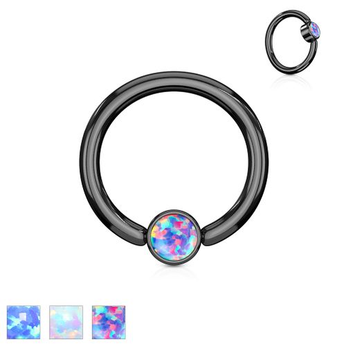 Svartpläterad BCR 1.2mm med 3mm platt kula och opal (8mm)