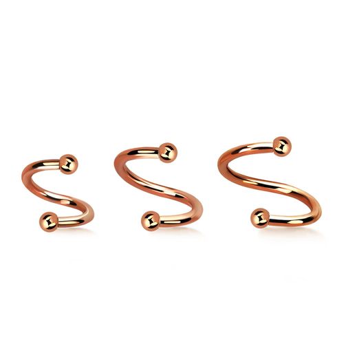 Spiral twister roséguld 1.2mm med 2mm kulor