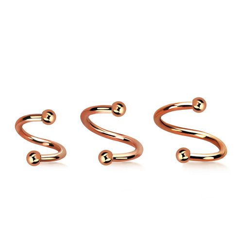 Spiral twister roséguld 1.2mm med 2.5mm kulor