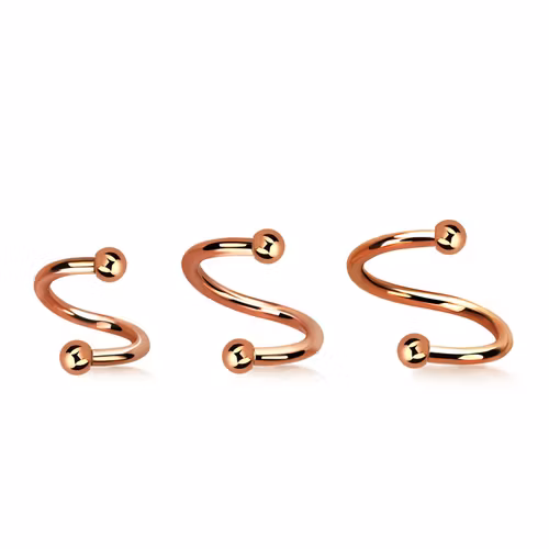 Spiral twister roséguld 1.2mm med 2.5mm kulor