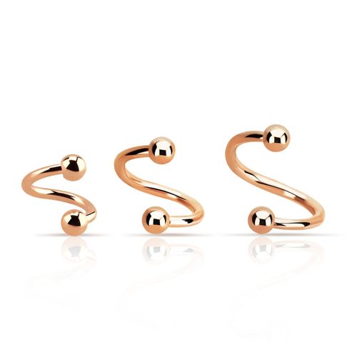 Spiral twister roséguld 1.2mm med 3mm kulor
