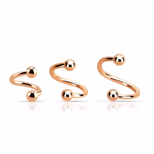 Spiral twister roséguld 1.2mm med 3mm kulor