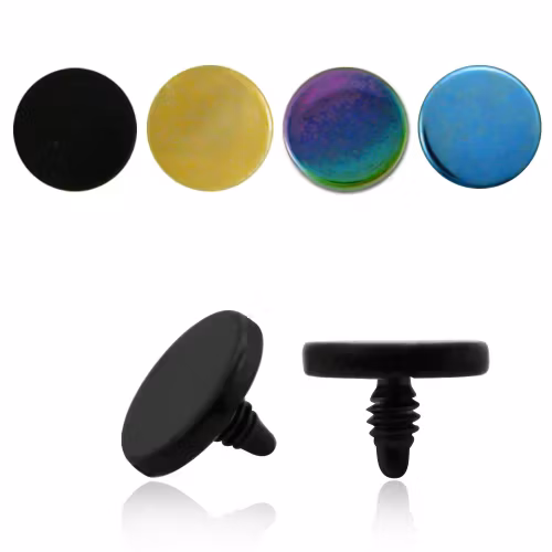 Dermal piercing 1.2mm med 3mm eloxerad platt topp