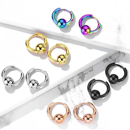 Hoop huggies / creoler i kirurgiskt stål med 8mm kula (par)