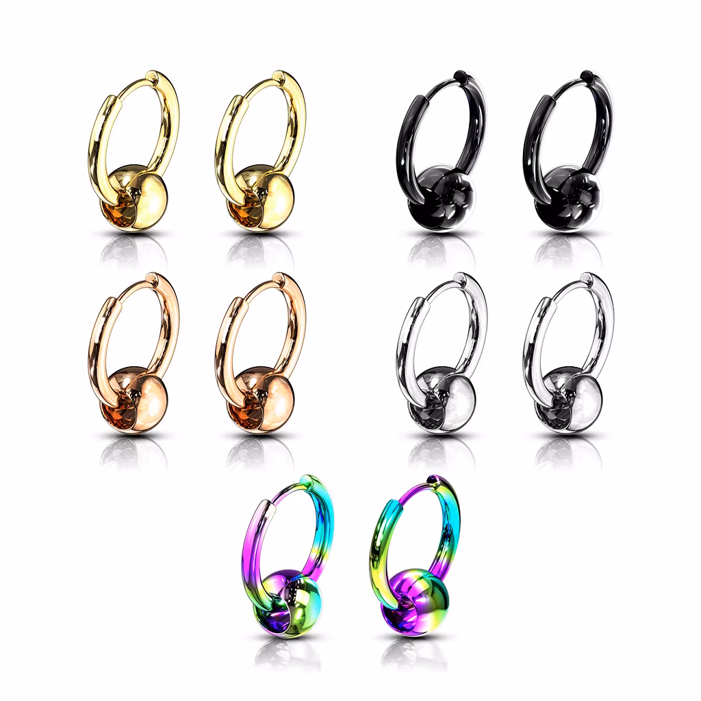 Hoop huggies / creoler i kirurgiskt stål med 8mm kula (par)