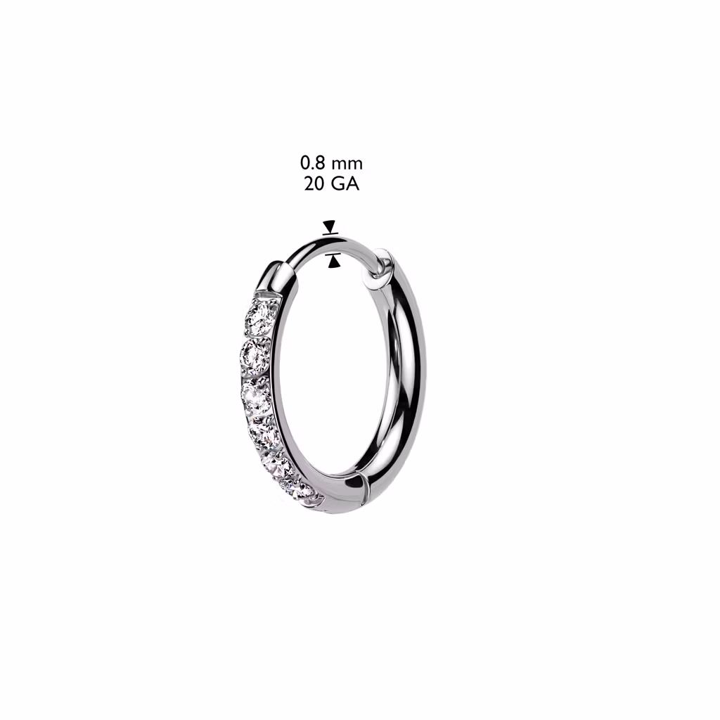Örhänge / Hoop huggie i kirurgiskt stål med cubic zirconia (par)