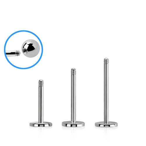 Labret 0.8mm med 4mm bas - 316L kirurgiskt stål (lös del)
