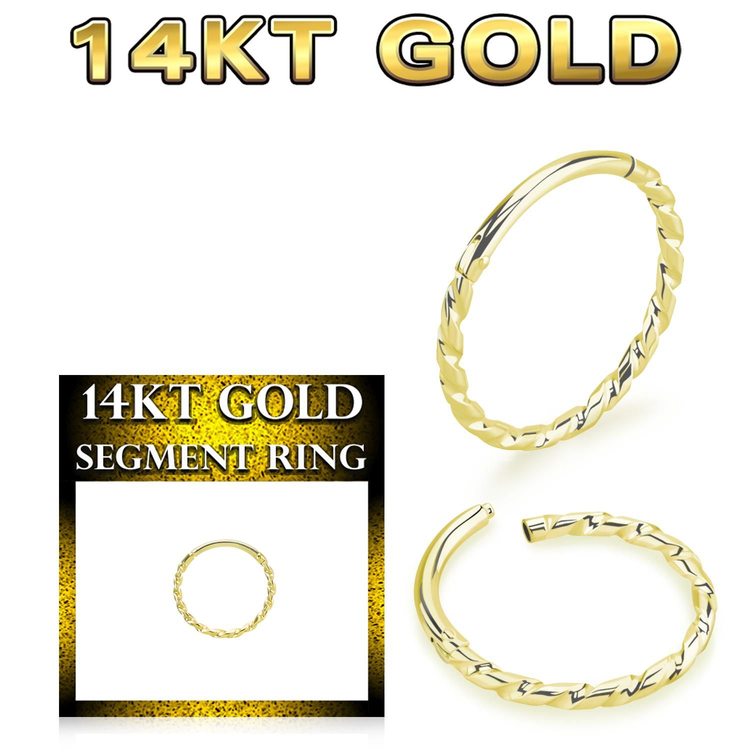 Clicker ring 1.0mm i äkta 14 karat guld med twistad design