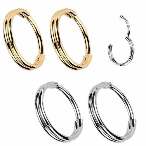 Örhänge i titanium 0.8mm med dubbel hoop design (par)