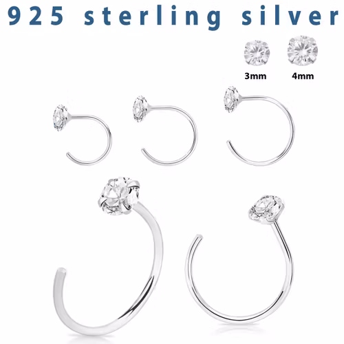 Örhänge / Hoop i 925 silver med kloinfattad cubic zirconia (par)