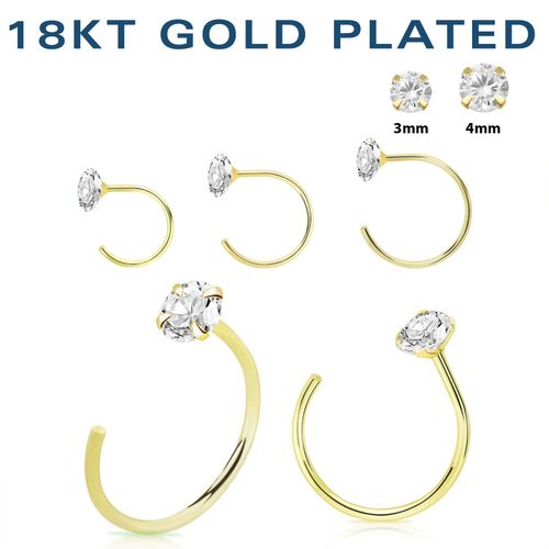 Örhänge / Hoop i guldpläterad 925 silver med kloinfattad cubic zirconia (par)