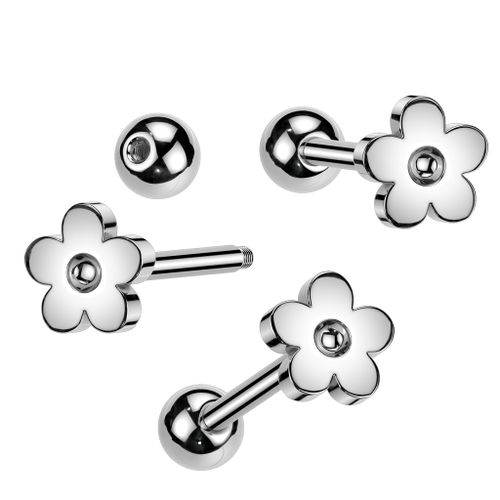 Barbell / tungstav i kirurgiskt stål 1.6mm med blomma
