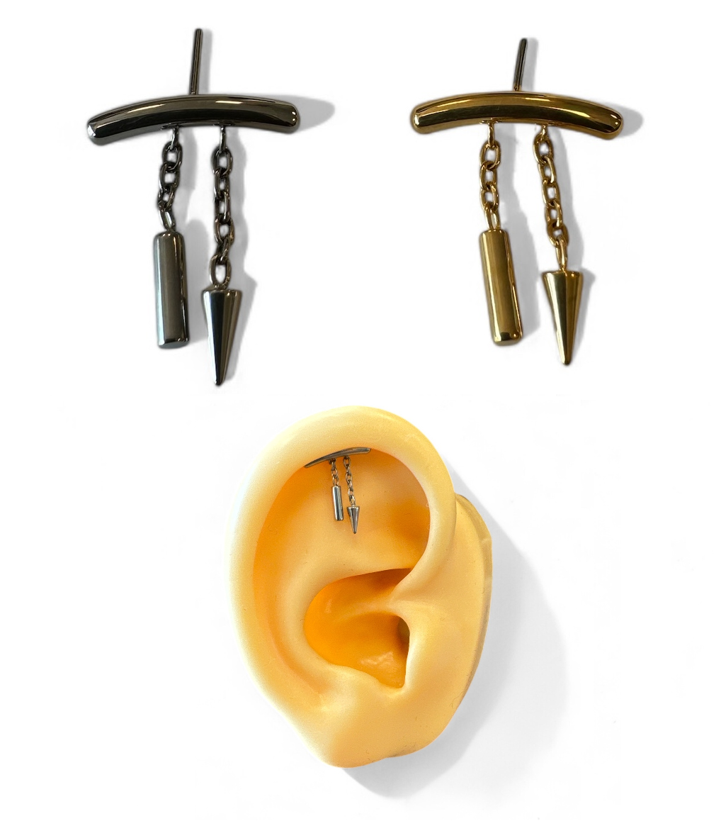Threadless topp i titanium - hidden helix med kedjor och hängen