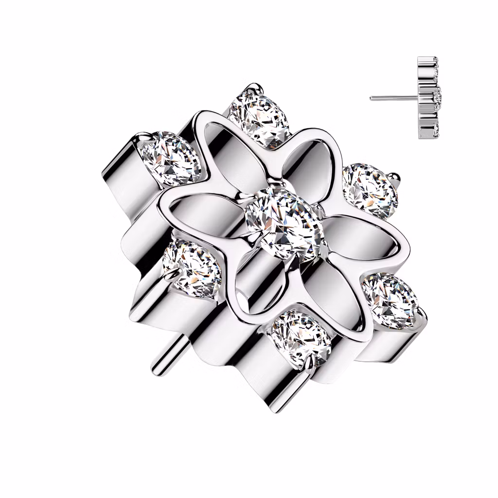 Threadless topp i titanium - Blomma med crystal