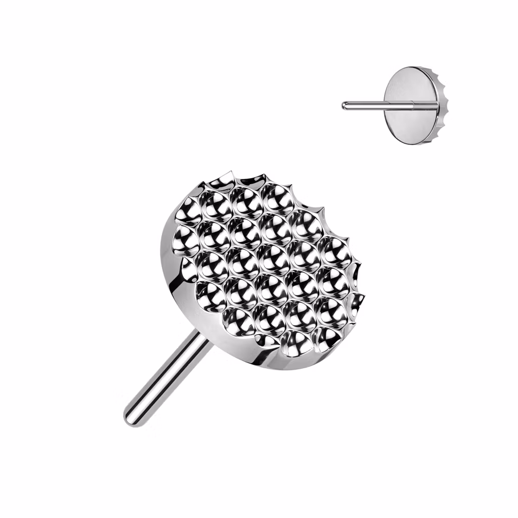 Threadless topp i titanium - Rund diamantpräglad topp