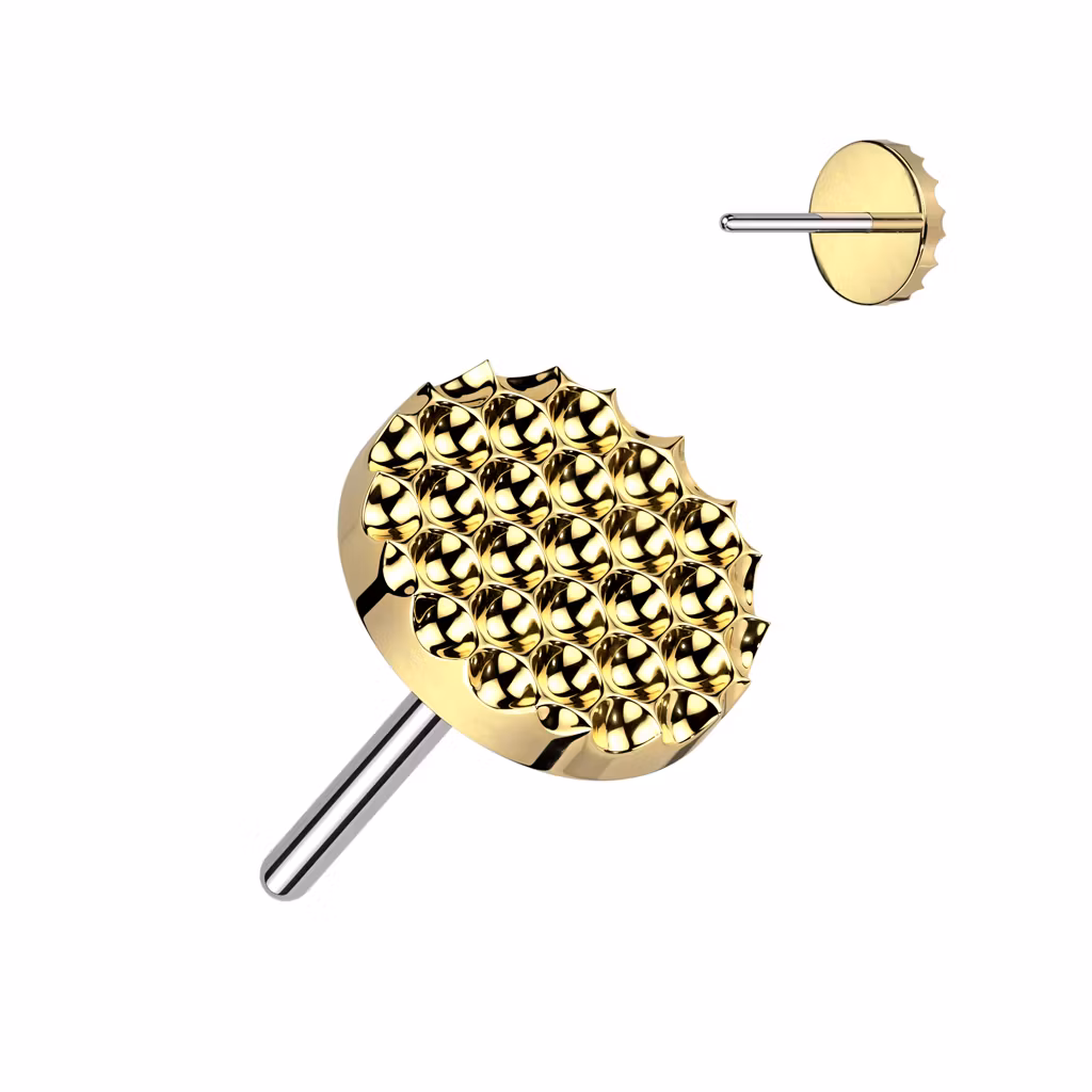 Threadless topp i titanium - Rund diamantpräglad topp