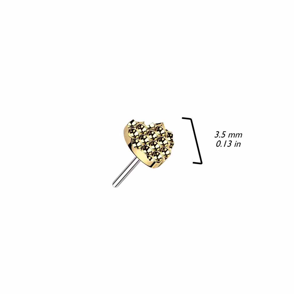 Threadless topp i titanium - Hjärtformad diamantpräglad topp
