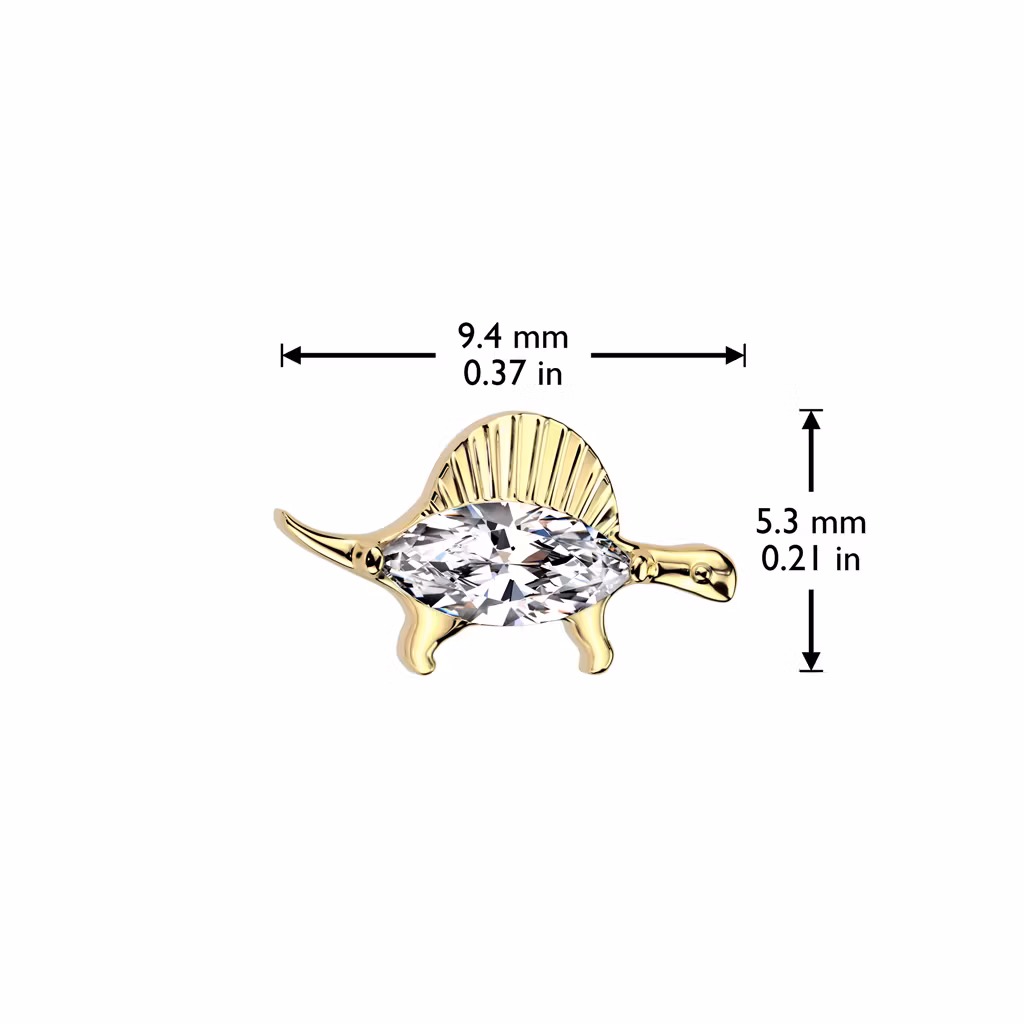 Threadless topp i titanium - Dinosaurie med CZ