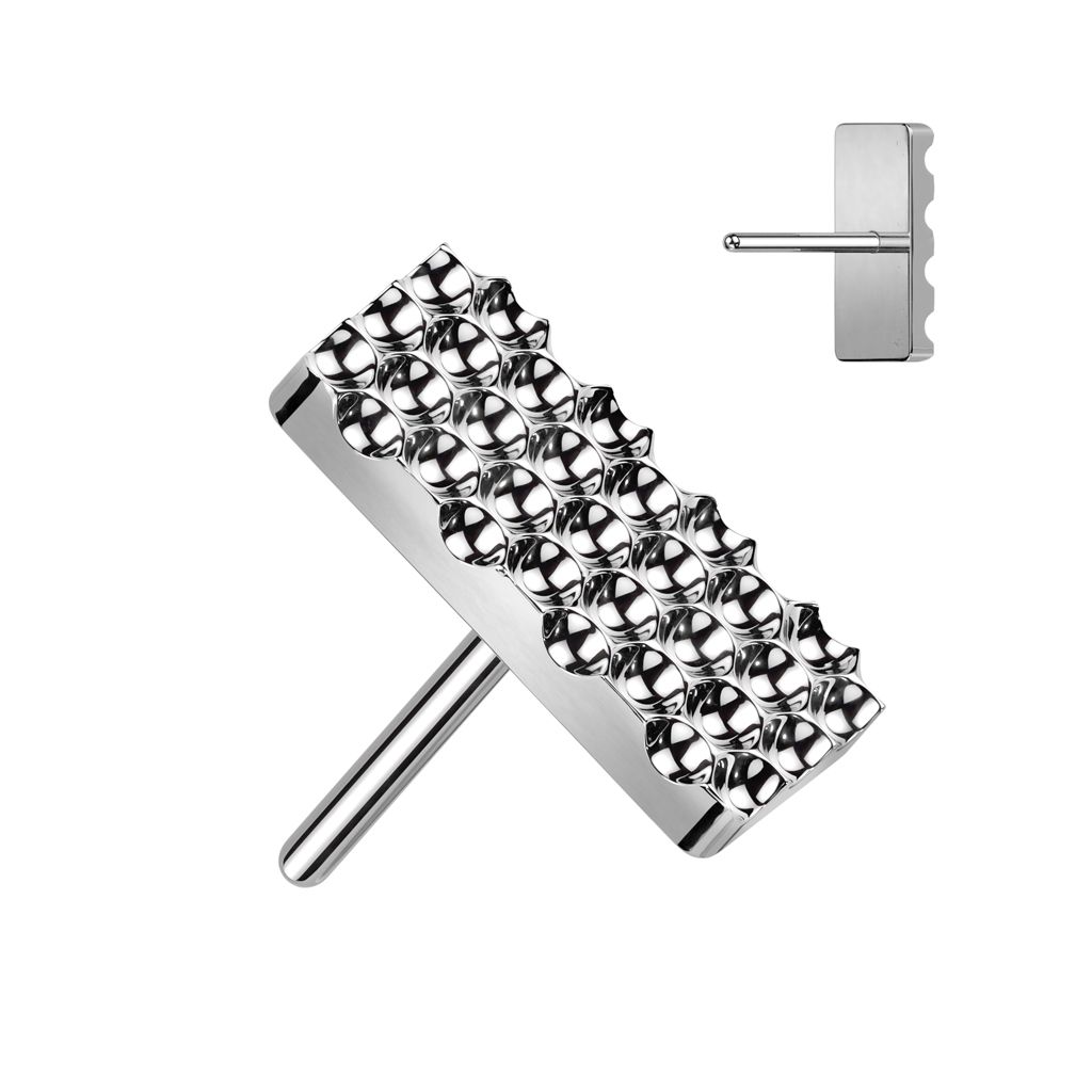 Threadless topp i titanium - Diamantpräglad rektangulär topp