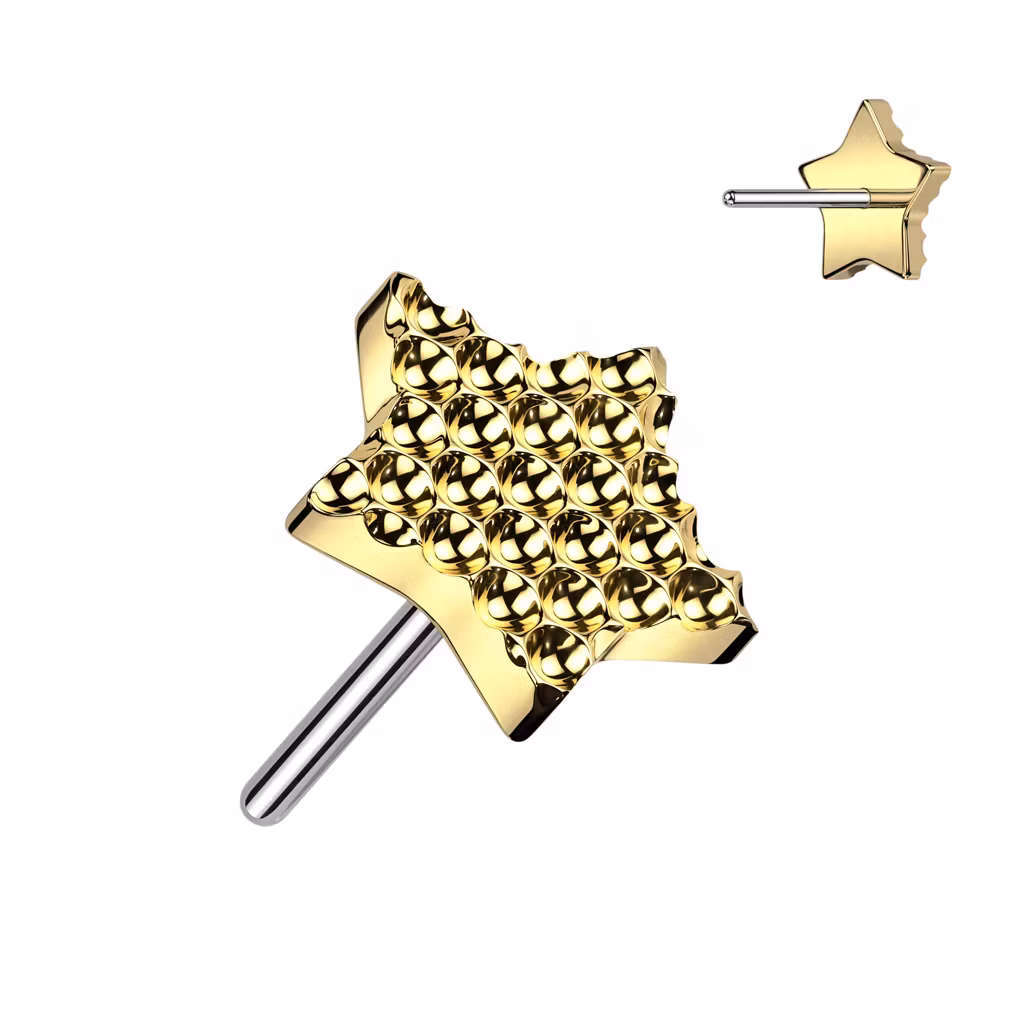 Threadless topp i titanium - Stjärnformad diamantpräglad topp