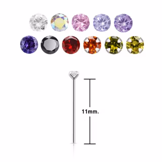 Nässmycke / näspiercing i 925-silver "böj själv" med 2mm kloinfattad cubic zirconia