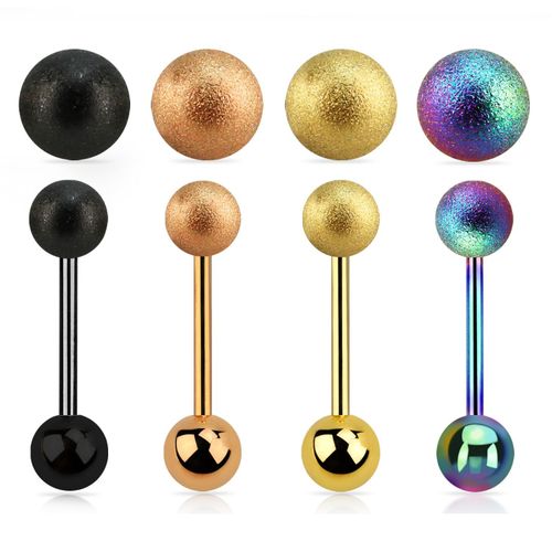 PVD-pläterad Barbell / Tungstav kirurgiskt stål 1.6mm med 6mm frostad kula