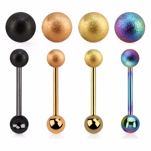 PVD-pläterad Barbell / Tungstav kirurgiskt stål 1.6mm med 5mm frostad kula