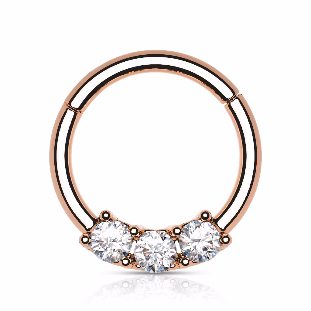 Segmentring i titanium - 1.2mm med gångjärn och 3st cubic zirconia