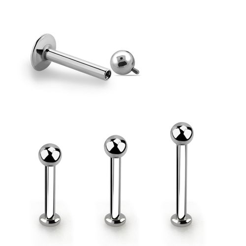 Labret 1.2mm kirurgiskt stål invändigt gängad 2.5mm bas med 3mm kula