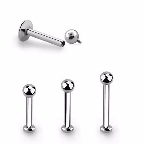 Labret 1.2mm kirurgiskt stål invändigt gängad 2.5mm bas med 3mm kula