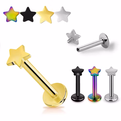 Labret i titanium 1.2mm invändigt gängad med 3mm stjärna