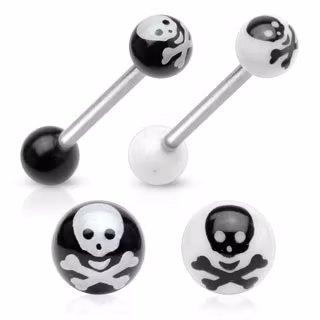 Barbell / Tungstav 1.6mm med 6mm kula - Dödskalle