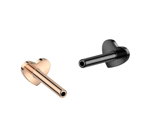 Invändigt gängad labret 1.2mm i titanium med hjärtformad bas (lös del) 7mm