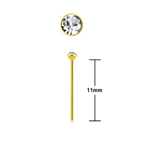 Näspin 0.6mm i guldpläterad 925-silver "böj själv" med 1.25mm crystal