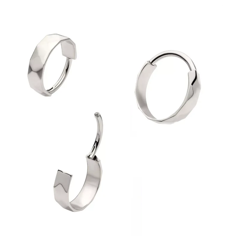 Titanium ring med gångjärn 1.2mm med diamantslipad bred kant