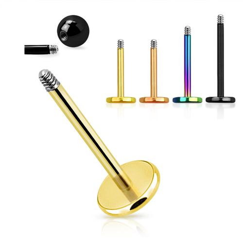 Labret 0.8mm med 4mm bas - PVD-pläterad 316L kirurgiskt stål (lös del)