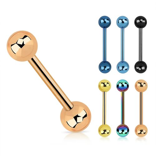 Barbell i PVD-pläterad kirurgiskt stål 1.6mm med 5mm kulor