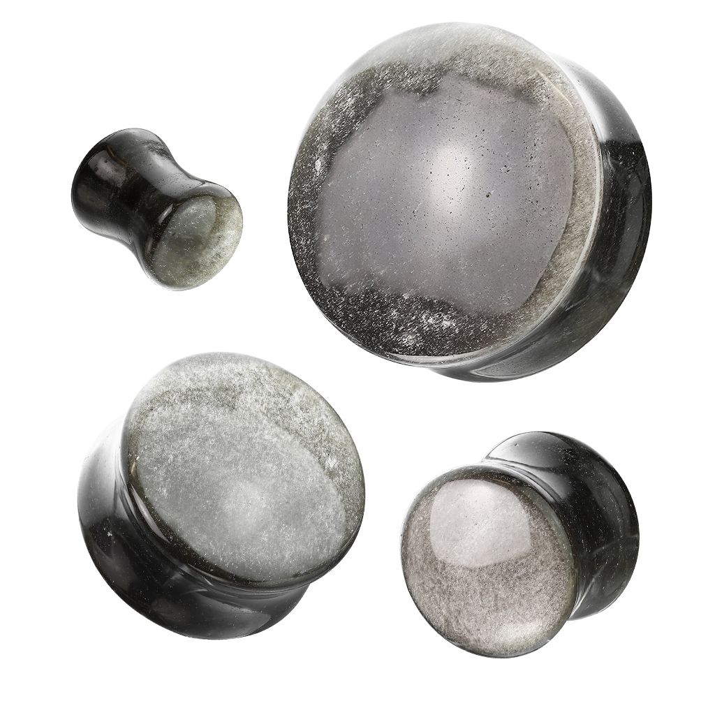 Konvex stenplugg i silverobsidian