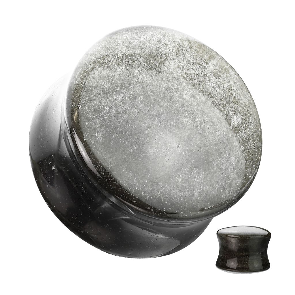 Konvex stenplugg i silverobsidian
